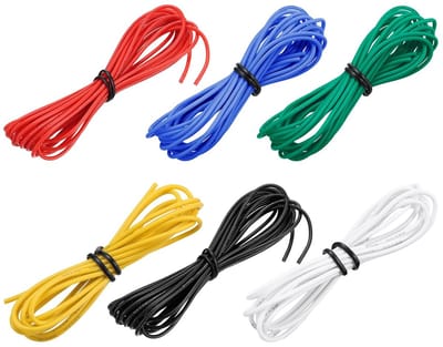 Siliconen Draad - Elektrische Kabel - Modelbouw Bedrading - Hoge Temperatuur Bestendig - 6 Kleuren 1.5m - Multicolor