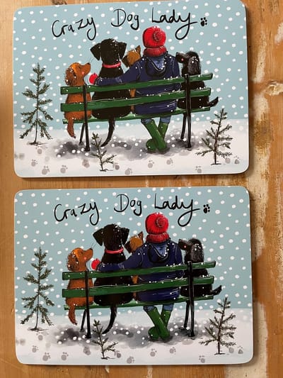 Alex Clark Placemats(MEDIUM FORMAAT) Cray Dog Lady ~Hond kerst/winter