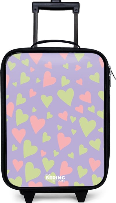 NoBoringSuitcases.com® - Kinderkoffer jongen - Kindertrolley meisje - Lovely lila - Koffer kind lichtgewicht - Reiskoffer trolley voor kinderen - Koffertje met lichtgevende wieltjes - Rolkoffer zwart