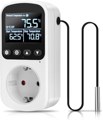 Temperatuurregelaar Stopcontact voor Verwarming en Koeling - Thermostaat met Sensor voor Kweekhuis, Aquarium en Koelkast