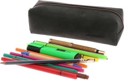 MoreThanHip - Grote etui van mat zwart vintage ecoleer - Lynton - 20,5 x 6,5 x 6,5 cm