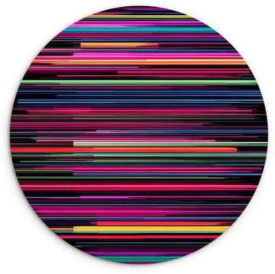 WallCircle® Wandcirkel 120x120 cm - Muurcirkel Gaming - Abstract - Lijnen - Horizontaal - Kleurrijk - Muurdecoratie woonkamer - Wanddecoratie slaapkamer - Kamer decoratie accessoires - Ronde schilderijen XXL