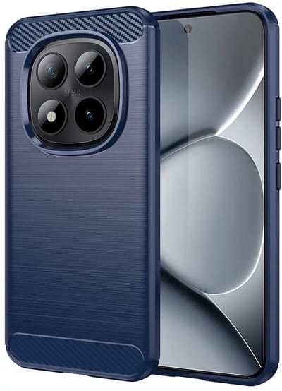 Geborsteld TPU Hoesje Geschikt voor Xiaomi Poco M8 Pro - Beschermhoes - Back Cover - Case Flexibel TPU - Stijlvol Carbon - Dun - Blauw