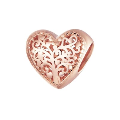 Hart tree of life rose gold bead | bedels voor armband | levensboom rose goud bedel | Zilverana | geschikt voor alle bekende merken | 925 zilver | moederdag
