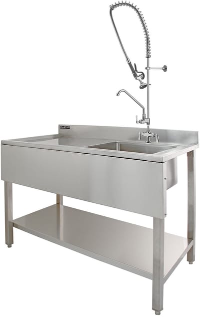 Commerciële spoelbak & kraan - rvs - 120x60cm - links afdruipplaat