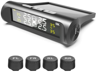 Autobandenspanningsmeter, bandenspanning LCD-scherm, automatisch veiligheidsalarm - kleurenscherm, externe bandenspanningssensor