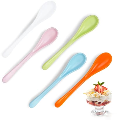 Allecto - Plastic Eierlepels - Herbruikbare Dessertlepels - Kleurrijk en Stevig - Multi - Koffielepels voor Dagelijks Gebruik - Perfect voor Buite