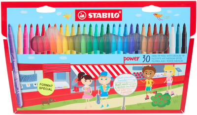 Viltstift STABILO Trio A-Z - 30 kleuren - etui - Ergonomische driekantige gripzone - Makkelijk uitwasbaar