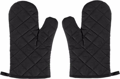 Ovenwant - 2x - zwart - ovenhandschoen - keukentextiel - -keukenhandschoenen - katoen