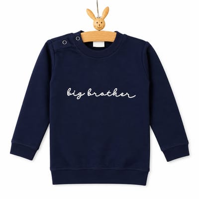 Sweater trui shirt voor kind baby- grote broer big bro blauw Maat 74 - Big brother bro - Familie uitbreiding - Zwangerschap aankondiging hoera stoer ik ben word bekendmaking baby