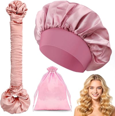 Haarkruller Scrunchie - Hittevrije Kruller - Nachtelijk Krullen - Zacht Satijn - Groot - Roze