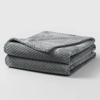 Fleece Plaid - Woondeken Bank - Gezelligheid Thuis - Honingraat Wafelpatroon - 152 x 203 cm - Wolken Grijs