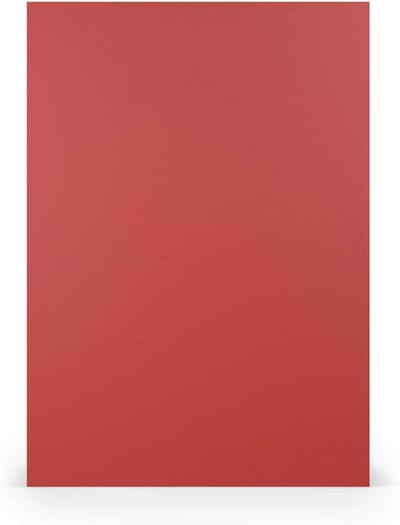 PAPERADO Knutselkarton, DIN A4, geribbeld rood, 220 g/m², dik knutselpapier, 29,7 x 21 cm, schilderen, perfect knutselkarton, PAK VAN 50 VELLEN