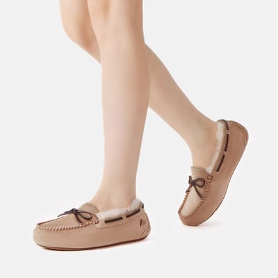 EVER AU Dames leren loafers – Crested