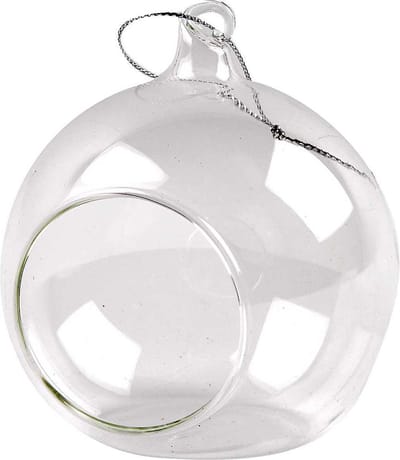 Glas Ornament met Opening - Transparant Glasbal met Opening - DIY Decoratie Ornamenten - Glazen Ornament met Ophangdraad - Creatieve Glasdecoratie - Diameter 8 cm - 6 Stuks