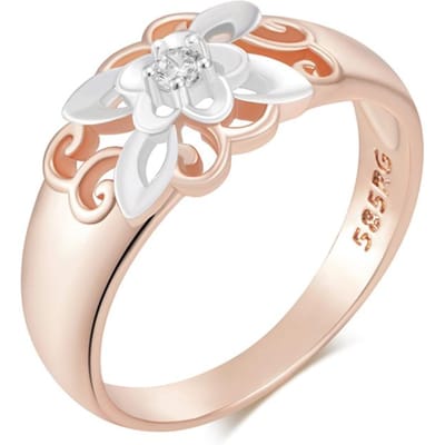 Bagues Fleur en Zircon Naturel Tendance Pour Femmes Uniques Or Rose et Mélange de Couleurs Vintage Mariage Bijoux Fins 10 white