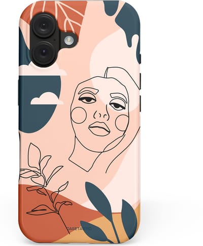 Casetastic hoesje geschikt voor Apple iPhone 16 - MagSafe - Dubbellaagse bescherming - Zachte contour - Fashion Case - Perzik Zand Donkergrijs Wit