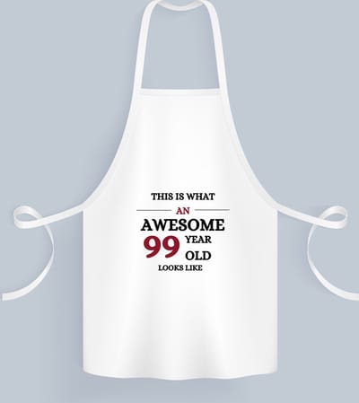 Akyol - this is what an awesome 99 year old looks like Keukenschort - Hoera 99 jaar - iemand die 99 jaar is geworden - de jarige - verjaardagscadeau - kado - geschenk - gift - leuke verjaardagscadeau - felicitatie - 82 bij 71 cm