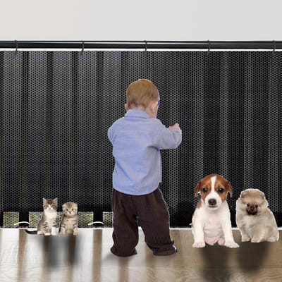 Veiligheidsnet voor kind en balkon 200 x 79 cm Zwart - Trap- en Valbeveiliging