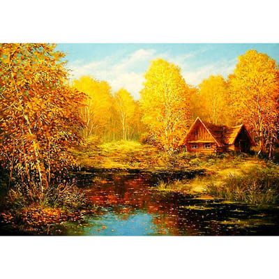 5D DIY diamant schilderij herfst landschap woondecoratie diamant borduurwerk 20X30CM yellow