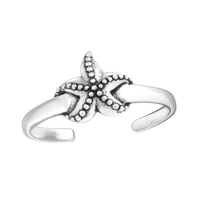 Zilveren teenring zeester | Silver Starfish Toe Ring | Sterling 925 Silver (Echt zilver)