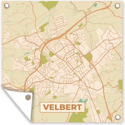 Tuin poster Plattegrond - Velbert - Vintage - Kaart - Stadskaart - 200x200 cm - Tuindoek