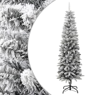 vidaXL - Kunstkerstboom - met - sneeuw - smal - 180 - cm - PVC - en - PE