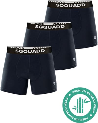 SQQUADD® Bamboe Ondergoed Heren - 3-pack Boxershorts - Maat S - Comfort en Kwaliteit - Voor Mannen - Bamboo - Navy - Donkerblauw