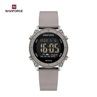 NAVIFORCE horloge met grijze siliconen polsband, zwarte wijzerplaat en grijze horlogekast voor jongens en meisjes met stijl ( model 7108 SGY )