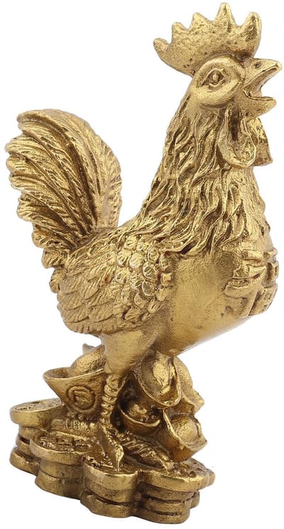 Dailygoods - Feng Shui Decoratie Haan Standbeeld - Gezondheid en Rijkdom - Binnengebruik - Geborstelde Afwerking - Veel Geluk - Kindvriendelijk - Brui...