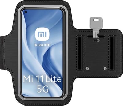 Arara Armband Geschikt voor Xiaomi Mi 11 lite sportarmband - hardloopband - Sportband hoesje - zwart