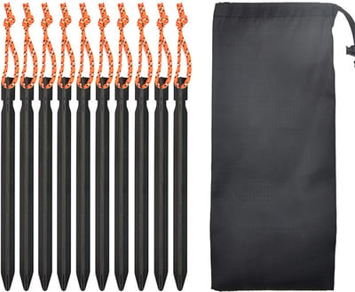 Tentharingen 10 stuks - V-shape Haringen 18cm - Grondpennnen - zandharingenset - lange haringen - Hexagon Haringen - Aluminium Haringen Tent - Zeer sterk - Grondpen/tentharing - Inclusief Trekkoord en Haringzak - kamperen en tent