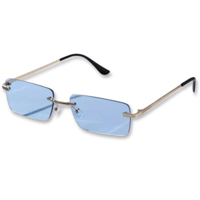 Bovista Zonnebril Voor Dames & Heren - Zonnenbrillen - Zonnenbril - Sun Glasses - Sunglasses - Techno Bril - Rave & Festival - Premium Quality - Gouden Frame Blauwe Glazen