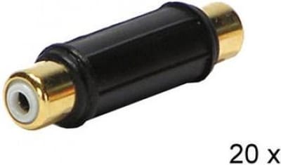 Audio adapter RCA F > RCA F ZWART 20 stuks