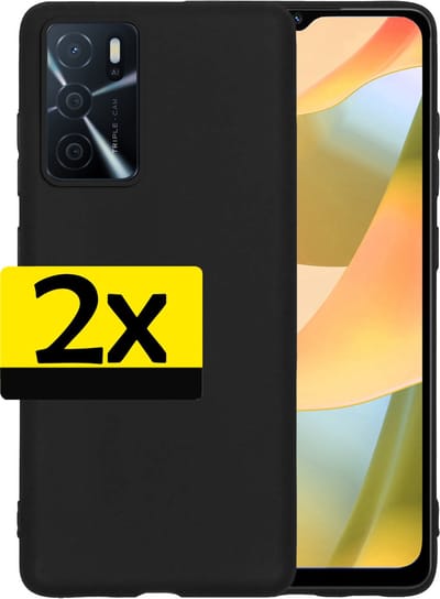 Hoesje - 2 Stuks - Geschikt voor OPPO A16 - Sterk & Shockproof - Case Siliconen - Back Cover - Telefoon Hoes - Telefoonhoesjes - Zwart