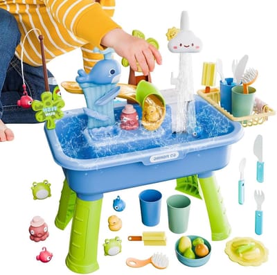 Waterspeeltafel met Pomp - Water Speelgoed Watertafel - Buiten Spelen - Stromend Watersysteem - 43 x 16 x 285 cm