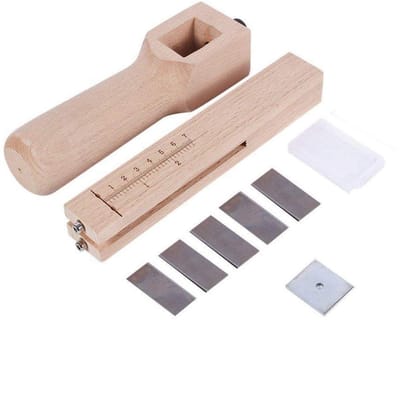 Dailygoods- Snijder Houten - Verstelbare Riem - DIY Gereedschap - 5 Vervangbare Messen - Snijdikte tot 7 cm - Duurzaam en Gebruiksvriendelijk - Riemsnijder