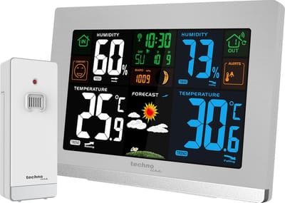 Weerstation Binnen Buiten - Weersvoorspeller Thuis - Weersvoorspelling Monitoren - Kleurweergave Luchtdruk - 2.7 x 4 x 10.4 cm - Zilver