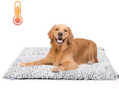 Zelfverwarmende deken voor honden en katten, warmtedeken voor katten zonder stroom, winter, warmtemat hond, wollig, wasbaar, thermische deken voor honden, outdoor, geruisloos antislip, 115 x