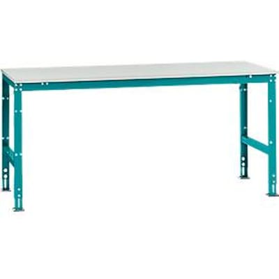 Manuflex werktafel UNIVERSAL Standaard, 2000 x 1000 mm, kunststof lichtgrijs, waterblauw