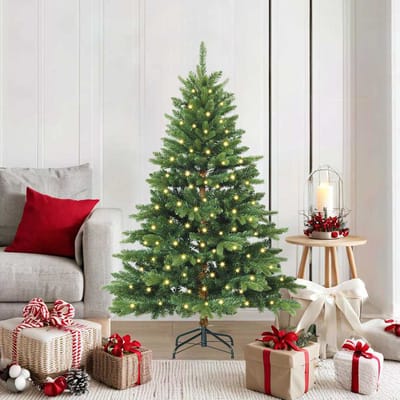 vidaXL - Kunstkerstboom - met - 150 - LED - met - standaard - Groen - 150 - cm - PE - en - PVC