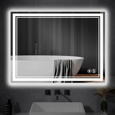 Badkamerspiegel LED Verlicht 60x90cm Dimbaar Drie Kleuren Anti-Fog Wandspiegel