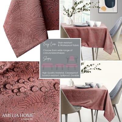 Tafelkleed Linnenlook - Waterafstotend Kleed - Eettafel Beschermen - Lotuseffect Coating - 110x240 cm - Oud Roze