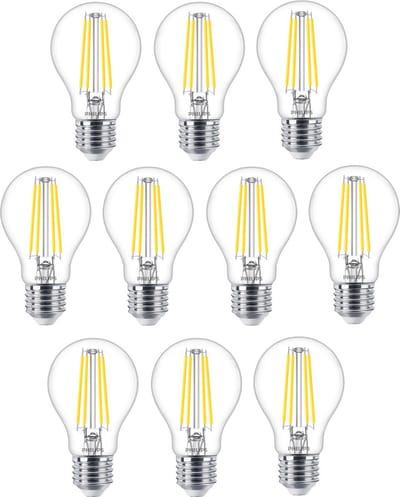 10 stuks | Philips LED lamp 5.9W 806lm 2700K helder Dimbaar | Beste kleurweergave | E27 | Extra Warm Wit | 5.9 watt | 15.000 Branduren