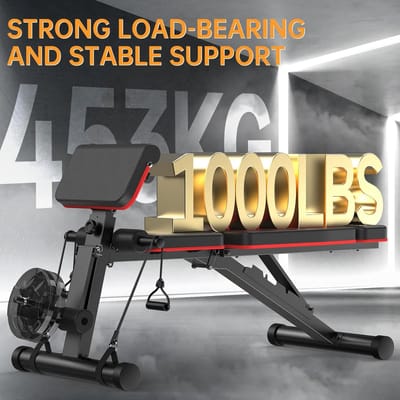 Verstelbare Opvouwbare Fitnessbank 453 kg Heavy Duty Krachttrainingsbank met Romeinse Crunch & Dumbbell Functionaliteit