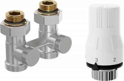 Mexen G02 tweepijps thermostaatset DN50, recht 1/2"x3/4", nikkel - W912-012-928-01