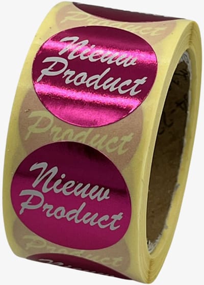 Nieuw product promotiesticker op rol - 250 Stuks - 25mm - reclame-etiket