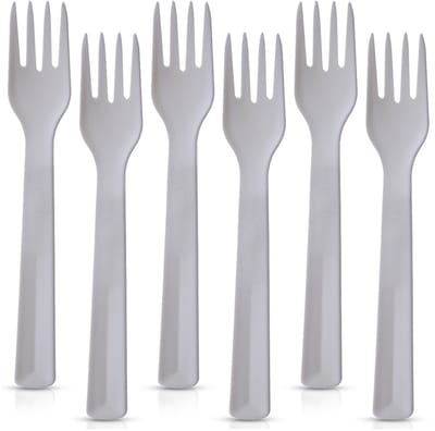 Tafelvorken Plastic Grijs 18 cm 6 stuks - Vorken - Tafelvork - Tafelvorken - Vork