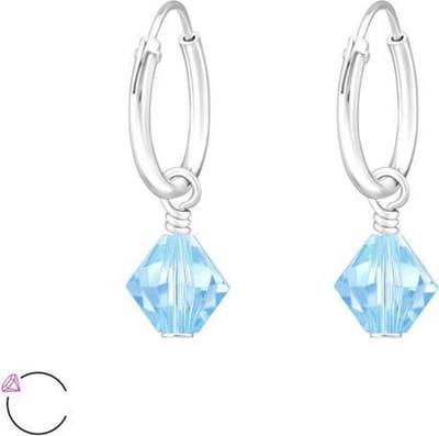 Montebello Oorbellen Cailin Bleu - 925 Zilver - Swarovski - 8x6mm - ∅12mm