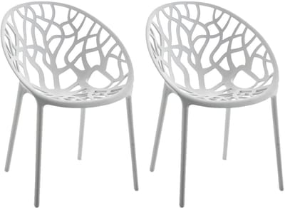 CLP Hope 2er Set stapelbare Tuinstoelen - Weerbestendig & UV-bestendig - Kunststof Stoelen met Armleuningen - Modern Design - licht grijs